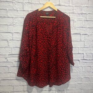 Torrid 3x Red and Black Leopard Heart Print Blouse
